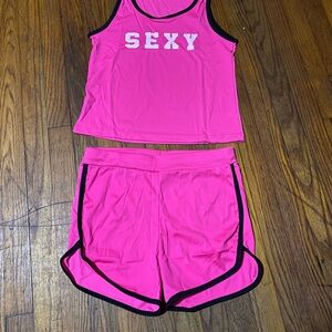 Pink "SEXY" Tank & Short Set Jumpsuit